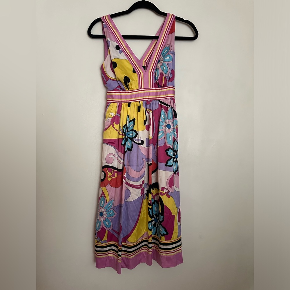 Mixit Multi-color Floral Groovy Funky Retro Sundress Knee Length Dress Vintage.